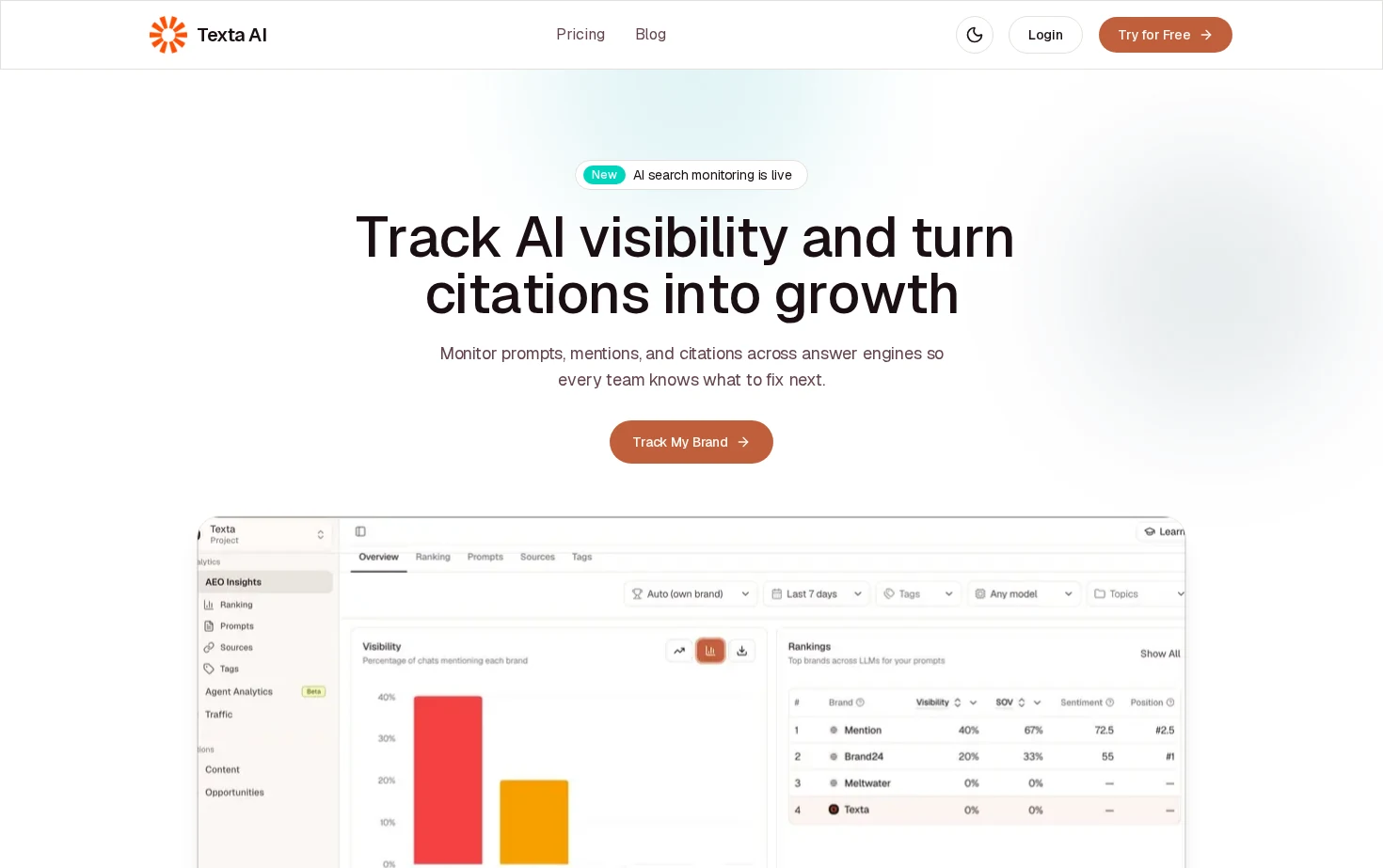 Texta AI 页面快照